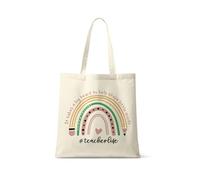Best Teacher Gift, It Takes a Big Heart To Help Shape Little Minds, Rainbow Design, Teacherlife, Shoulder Natural Shopping Tote Bag Cotton Shopping Bag.