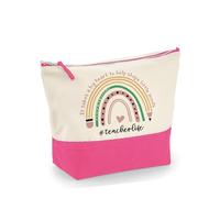 Best Teacher Gift, It Takes a Big Heart to Help Shape Little Minds, Rainbow Design, Teacherlife, Travel Bag, Girl Makeup Bag, Canvas Accessory Bag. (Natural True Pink, M)