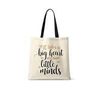 Best Teacher Gift, It Takes a Big Heart To Help Shape Little Minds, Shopping Bag, Tote Bag. (Black Handle)