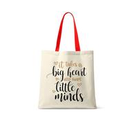 Best Teacher Gift, It Takes a Big Heart To Help Shape Little Minds, Shopping Bag, Tote Bag. (Red Handle)