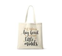 Best Teacher Gift, It Takes a Big Heart To Help Shape Little Minds, Shoulder Natural Shopping Tote Bag Cotton Shopping Bag.