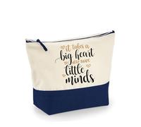 Best Teacher Gift, It Takes a Big Heart to Help Shape Little Minds, Travel Bag, Girl Makeup Bag, Canvas Accessory Bag. (Natural Navy, M)