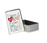 Best Teacher Gift, It Takes a Big Heart To Help Shape Rainbow Design, Little Minds, Teacher life,Metal Tin Storage Box, Biscuit, ChocolateTin, Emergency Stuff Tin. (Rectangular)