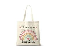 Best Teacher Gift, Thank You Teacher, Rainbow Design, Teacherlife, Shoulder Natural Shopping Tote Bag Cotton Shopping Bag.