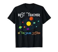 Best Teacher in The Solar System Science Math Fun Teachers Value Graphic T-Shirt, Men, Black, M