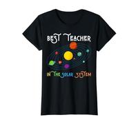 Best Teacher in The Solar System Science Math Fun Teachers Value Graphic T-Shirt, Women, Black, S