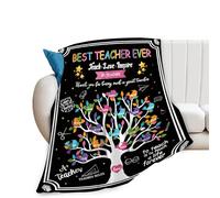 Best Teacher Throw Blanket - Cozy Fleece Flannel Blanket for Teacher Appreciation Gifts, Women, Men, Girls, Adults - Couch, Sofa, Bed Decor - 40"X50"