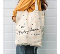 Best Teaching Assistant Star Tote Bag The Alphabet Gift Shop Cream One Size