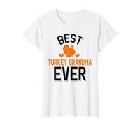 Best Turkey Grandma Cute Thanksgiving Value Graphic T-Shirt, Women, White, L