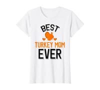 Best Turkey Mom Cute Thanksgiving Value Graphic T-Shirt, Women, White, XL