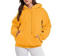 best uk essential hoodie cropped hoodie Women's Solid Color Zipperless Long Sleeved Pullover Hooded 10 pound items my recent orders with amazon Yellow