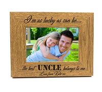 Best Uncle Belongs To Me Personalised Engraved Photo Frame Gift (5 x 7 Inch)