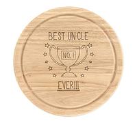 Best Uncle Ever No.1 Trophy Wooden Chopping Cheese Board Round 25cm