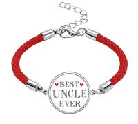 Best Uncle Ever Quote Heart Lucky Red String Bracelet Rope Bracelet Handmade