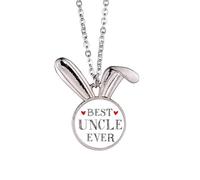 Best uncle ever Quote Heart Rabbit Necklace Pendant Bunny Animal Jewelry Gift