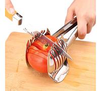 Best Utensils Tomato Slicer Lemon Cutter Multipurpose Handheld Round Fruit Tongs Stainless Steel Onion Holder Easy Slicing Kiwi Fruits & Vegetable Tools Kitchen Cutting Aid Gadgets Tool