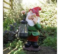 Best Value Here Gnome Garden Ornament Large Gnomes Solar Light Lantern Statue Sculpture Decorative Resin Figurine Law Patio Decoration Home Decor GIFT (Red Hat Solar Power)