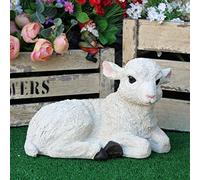 Best Value Here Laying Down Lamb Garden Sculpture White Resin Animal Sheep Lawn Ornament Statue (Lying Down Lamb)