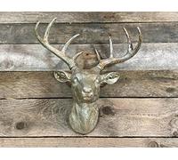 Best Value Here Wall mount Stag Head Ornament Rustic Silver Resin Deer Reindeer Wall Art Hanging Animal Heads Sculpture Decor Figure, Home Decorative Accessories, Gift
