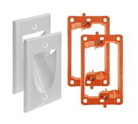 Best View Mounts BWP in-Wall Cable Management 1-Gang Low Voltage Cable Plate with Mounting Bracket ETL Listed (2-Pack, White)