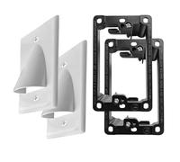 Best View Mounts BWP in-Wall Cable Management 1-Gang Recessed Low Voltage Cable Plate with Mounting Bracket ETL Listed (2-Pack, White)