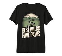 Best Walks Have Paws Prints Path Hiking Nature Quote Premium T-Shirt
