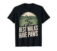 Best Walks Have Paws Prints Path Hiking Nature Quote T-Shirt