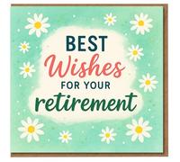 Best Wishes For Your Retirement Card - Daisy Flowers Design - Heartfelt Retirement Greetings for Colleague, Friend or Family