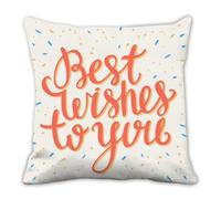 Best Wishes Greeting Square Cushion Covers, Red Greeting Words Bookshelf Throw Pillow Covers 40cm X 40cm, 16X16 Inch Cushion Case for Living Room, Gift for Men Teen Girl Gifts