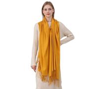 Best World 4 Yu Womens Winter Shawls Warm Casual Scarf Solid Pashmina Tassel Style Stoles for Wedding Party(Yellow)