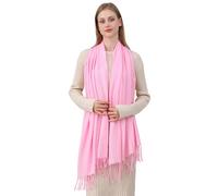 Best World 4 Yu Womens Winter Shawls Warm Casual Scarf Solid Pashmina Tassel Style Stoles for Wedding Party(Pink)