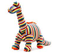 Best Years | Original Knitted Multi Striped Diplodocus Dinosaur Soft Toy | Baby Safe from Birth | Machine Washable | 27cm x 40cm | Ethically Sourced for Kids