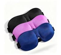 Bestac Total Blackout Mask for Side & Back Sleepers - Superior Light Isolation, Adjustable Fit for Uninterrupted Sleep - 3 Pack Set (Black & Blue & Purple)
