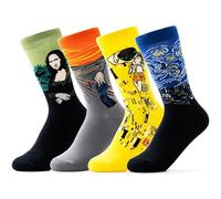 BestaFiesta Teacher Thank You Gift's Art Teacher Gift For Him For Her 4 Pairs Novelty Artist Art Socks Funny Birthday Art Theme Gift Present Gift Famous Paintings Novelty Cotton Fun Joke