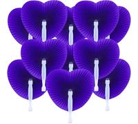 Bestage 12 Packs Decorative Paper Folding Hand Fans Handheld,Purple Heart Foldable Wedding Fans Chinese and Japanese Fans Bulk for Bridal Guest Church Party Favors Dancing Birthday DIY