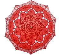 Bestage 30.7" Red Handmade Wedding Lace Parasol Umbrella,Bridal Decoration Dance Vintage Umbrella for Photo Tea Party Adult Size（1 PCS