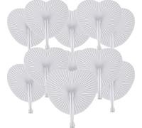 Bestage 60 Packs Folding Paper Hand Fans Handheld,White Heart Decorative Wedding Foldable Fans Chinese and Japanese Fan Bulk for Bridal Guest Church Party Favors Dancing Birthday DIY