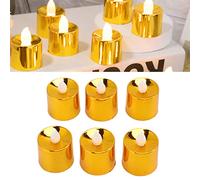 BestAlice 12 Pack Gold Flameless Votive Candles, Battery Operated Gold Glitter Flickering Fake LED Tea Lights, LED Electronic Candle Lamp for Christmas Wedding Birthday Party Home Decor