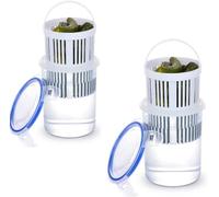 BestAlice 2 Pack Pickle Jar with Strainer Insert, Transparent Pickle Storage Container with Leaks-Proof and Lock It Lid, Pickle Holder Keeper Lifter, Jalapenos Jar