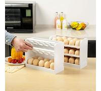 BestAlice 2 Pcs Egg Storage Container For Refrigerator, 3 Tiers Flip Egg Holder For Refrigerator, 30 Eggs Large Capacity Egg Fridge Organizer Storage Box