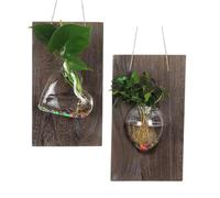 BestAlice 2 PCS Wall Mounted Propagation Station, Hanging Glass Terrarium Propogation Planter, Geometric Vase with Strings for Propagation Hydroponic Plant Home (mouse vase+