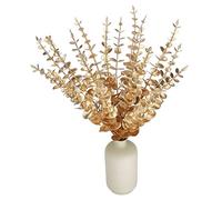 BestAlice 30 Pcs Artificial Eucalyptus Branches Stem, 38cm Faux Eucalyptuses Leaf Bouquet Table Centerpiece Decor, Silver Dollar Eucalyptus Leaves Stems, Gold