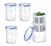 BestAlice 4 Pack Pickle Jar with Strainer Insert, Transparent Pickle Storage Container with Leaks-Proof and Lock It Lid, Pickle Holder Keeper Lifter, Jalapenos Jar
