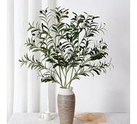 BestAlice 4 Pcs Large Artificial Olive Branches for Vases, 40 Inch Tall Fake Olive Leaf Stems with Olives Fruit, Artificial Plants Greenery Stems Olive Leaves