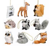 BestAlice 9 Pieces Plush Animal Christmas Ornaments, Woodland Furry Animal Ornaments, Furry hanging Christmas ornament For Home Party Holiday Decor, 9 Styles