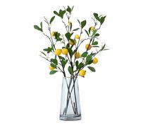 BestAlice Artificial Lemon Branches, Long Stem Lemon Picks with Leaves and Flowers, Yellow Fake Lemon Tree Branch, Faux Plastic Lemons Decor for Home Kitchen Table Centerpiece
