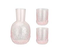 BestAlice Bedside Water Carafe and Glass Set, 1300ML (45 Oz) Vintage Nightstand Glass Carafe with 2 Pcs Cup, Glass Juice Mouthwash Bottle for Bedroom Bathroom