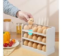 BestAlice Egg Storage Container For Refrigerator, 3 Tiers Flip Egg Holder For Refrigerator, 30 Eggs Large Capacity Egg Fridge Organizer Storage Box