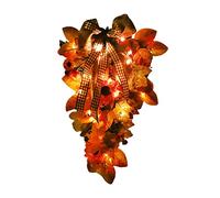 BestAlice Fall Swag Thanksgiving Wreaths for Front Door, 19.7 Inch Fall Maple Swag, Autumn Sunflower Swag Front Door Swag with Fall Daisy Flower, Harvest Swag for Autumn Decor(with Lights)