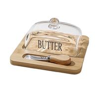 BestAlice Glass Butter Dish with Lid, Clear Domed Cheese Dish with Handle, Large Butter Keeper Saver with Cover for Table, Extra Large Butter Dish for Countertop and Refrigerator